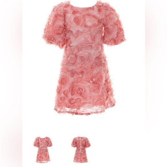 Social Little Girls Puff Short-Sleeve Rosette Dress - Picture 5 of 5